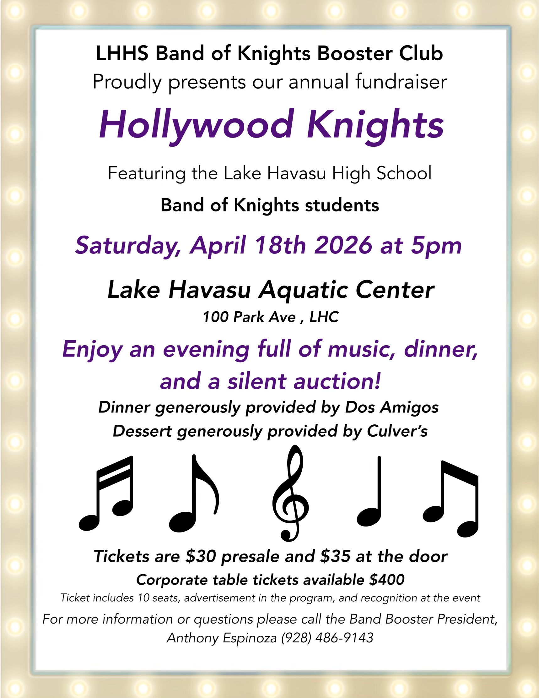 Hollywood Knights Dinner and Silent Auction